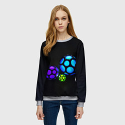 Свитшот женский Объёмные неоновые шары, цвет: 3D-меланж — фото 2