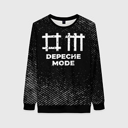 Свитшот женский Depeche Mode с потертостями на темном фоне, цвет: 3D-черный