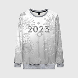 Свитшот женский Новый год 2023 в снежинках, цвет: 3D-меланж