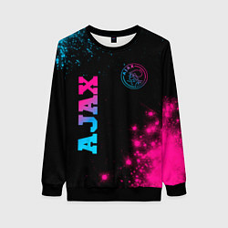 Свитшот женский Ajax - neon gradient: надпись, символ, цвет: 3D-черный