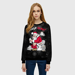 Свитшот женский Santa Claus on the toilet, believe in me, цвет: 3D-черный — фото 2
