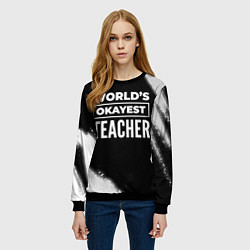 Свитшот женский Worlds okayest teacher - dark, цвет: 3D-черный — фото 2