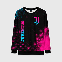 Свитшот женский Juventus - neon gradient: надпись, символ, цвет: 3D-черный