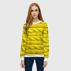 Свитшот женский Жёлтый свитер - Осень-Зима 2028, цвет: 3D-белый — фото 2