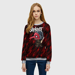 Свитшот женский Slipknot красные молнии, цвет: 3D-меланж — фото 2