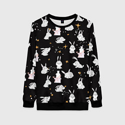 Свитшот женский Звездочки и крольчата, цвет: 3D-черный