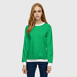 Свитшот женский Зеленый вязаный свитер, цвет: 3D-белый — фото 2