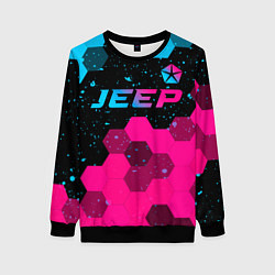 Свитшот женский Jeep - neon gradient: символ сверху, цвет: 3D-черный