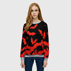Свитшот женский Летучие мыши красные, цвет: 3D-меланж — фото 2