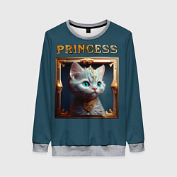 Свитшот женский Кошечка принцесса - картина в рамке, цвет: 3D-меланж