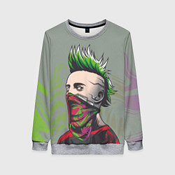 Женский свитшот Панк с зелеными волосами