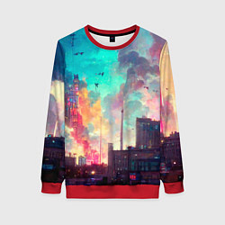 Свитшот женский Разъяренный город, цвет: 3D-красный