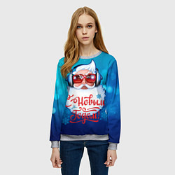 Свитшот женский Санта в наушниках, цвет: 3D-меланж — фото 2