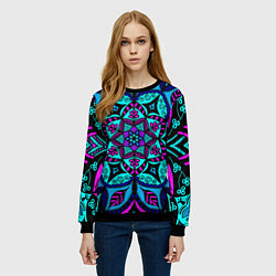 Свитшот женский Яркая цветная мандала, цвет: 3D-черный — фото 2