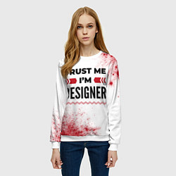 Свитшот женский Trust me Im designer white, цвет: 3D-белый — фото 2