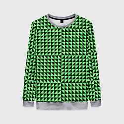 Свитшот женский Чёрно-зелёная оптическая иллюзия, цвет: 3D-меланж