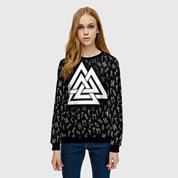 Свитшот женский Valknut runes pattern, цвет: 3D-черный — фото 2