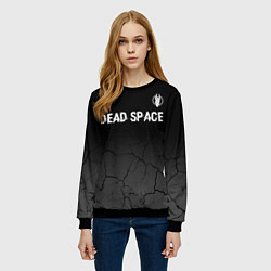 Свитшот женский Dead Space glitch на темном фоне: символ сверху, цвет: 3D-черный — фото 2