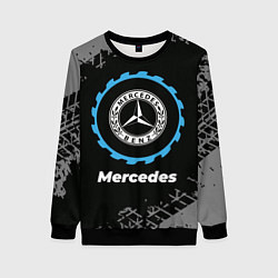 Свитшот женский Mercedes в стиле Top Gear со следами шин на фоне, цвет: 3D-черный
