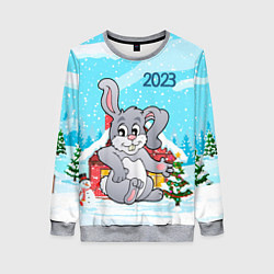 Свитшот женский Кролик 2023 новый год, цвет: 3D-меланж
