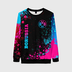 Свитшот женский Borussia - neon gradient: надпись, символ, цвет: 3D-черный