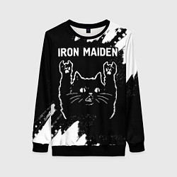 Женский свитшот Группа Iron Maiden и рок кот