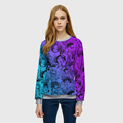 Свитшот женский Ахегао красивый неон, цвет: 3D-меланж — фото 2