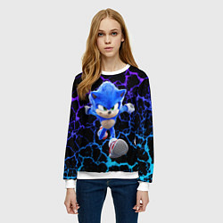 Свитшот женский Sonic неоновый мрамор, цвет: 3D-белый — фото 2