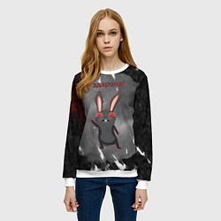 Свитшот женский Чёрный кролик говорит здарова, цвет: 3D-белый — фото 2