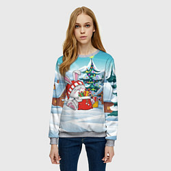 Свитшот женский Зайка - Новый год 2023, цвет: 3D-меланж — фото 2