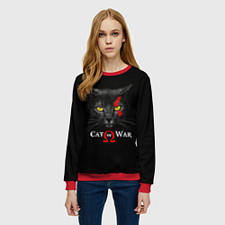 Свитшот женский Cat of war collab, цвет: 3D-красный — фото 2