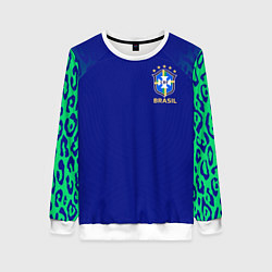 Свитшот женский Форма сборной Бразилии ЧМ 2022 гостевая, цвет: 3D-белый