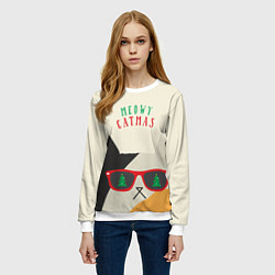 Свитшот женский Meowy catwas, цвет: 3D-белый — фото 2