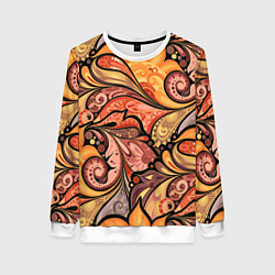 Свитшот женский Multicolored branching floral patterns, цвет: 3D-белый