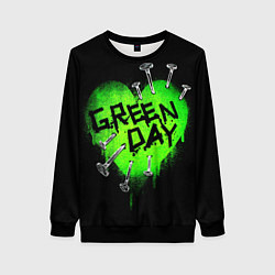 Свитшот женский Green day heart nails, цвет: 3D-черный