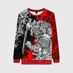 Свитшот женский Самурай и драконы, цвет: 3D-красный