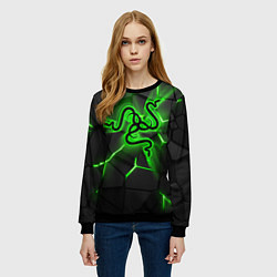 Свитшот женский Razer neon logo, цвет: 3D-черный — фото 2