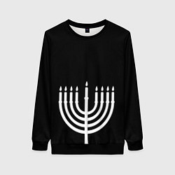 Женский свитшот Белая менора для праздника огней