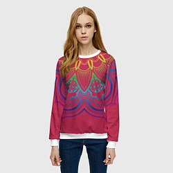 Свитшот женский Viva magenta mandala, цвет: 3D-белый — фото 2