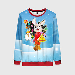 Свитшот женский Зайчик с советских открыток, цвет: 3D-красный