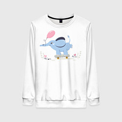 Свитшот женский Веселый слон, цвет: 3D-белый