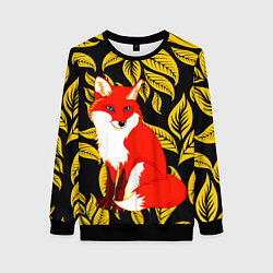 Женский свитшот Лиса на фоне жёлтых листьев