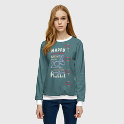 Свитшот женский Леттеринг с новым 2023 годом кролика, цвет: 3D-белый — фото 2