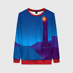 Свитшот женский Маяк в ночи, цвет: 3D-красный
