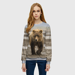 Свитшот женский Медвежонок в аэропорту, цвет: 3D-меланж — фото 2