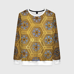 Женский свитшот Золотистый паттерн с цветами и серыми ромбами