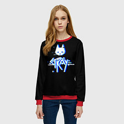 Свитшот женский Stray blue glitch, цвет: 3D-красный — фото 2