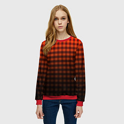 Свитшот женский Красно-черный узор в клетку, цвет: 3D-красный — фото 2