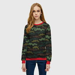Свитшот женский Камуфляж хакки, цвет: 3D-красный — фото 2