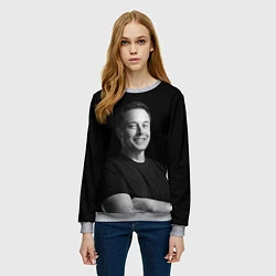 Свитшот женский Илон Маск, портрет, цвет: 3D-меланж — фото 2
